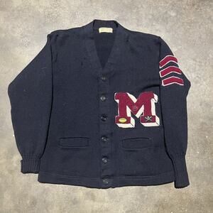Vintage 50s Maryville High School Black Varsity Cardigan